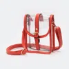 Fashnzfab Faux Leather Belt Buckle Pointed Transparent Crossbody Bag In Red