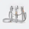 Fashnzfab Faux Leather Belt Buckle Pointed Transparent Crossbody Bag In Silver