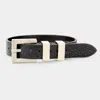Fashnzfab Faux Leather Belt Buckle Wrap Bracelet Black, Gold In Multi