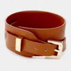 Fashnzfab Faux Leather Belt Buckle Wrap Bracelet Brown, Gold In Multi
