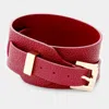 Fashnzfab Faux Leather Belt Buckle Wrap Bracelet Burgundy, Gold In Multi
