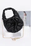 Fashnzfab Faux Leather Big Flower Handle Bag In Black
