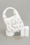 Fashnzfab Faux Leather Big Flower Handle Bag In White