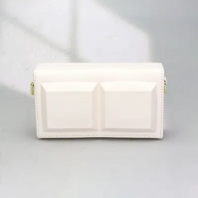 Fashnzfab Faux Leather Box Crossbody Bag In White