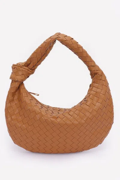 Fashnzfab Faux Leather Braided Big Hobo Bag In Brown