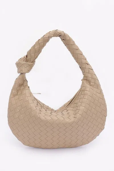 Fashnzfab Faux Leather Braided Big Hobo Bag In Green