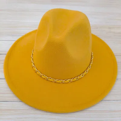 Fashnzfab Faux Leather Braided Chain Band Pointed Fedora Hat In Beige