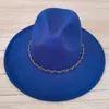 Fashnzfab Faux Leather Braided Chain Band Pointed Fedora Hat In Blue