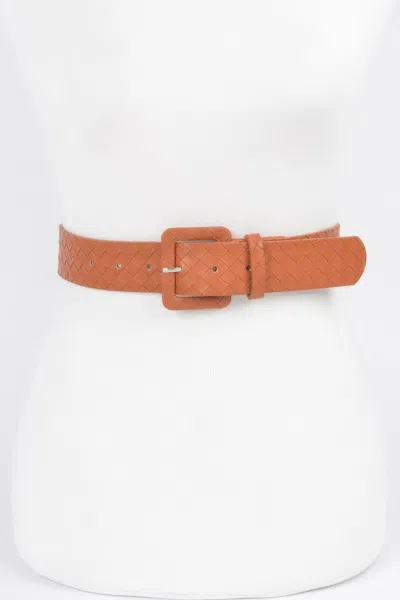 Fashnzfab Faux Leather Braided Embossed Belt In Neutral