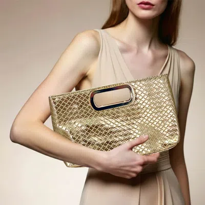 Fashnzfab Faux Leather Braided Evening Clutch Crossbody Bag In Gold