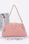 Fashnzfab Faux Leather Braided Frame Shoulder Bag In Pink