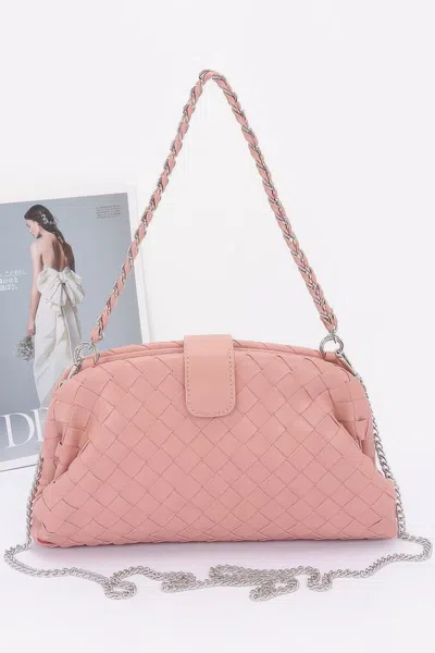 Fashnzfab Faux Leather Braided Frame Shoulder Bag In Pink