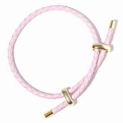 Fashnzfab Faux Leather Braided Gold Dipped Tip Adjustable Bracelet - Gold, Pink