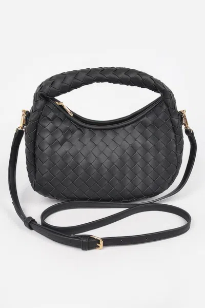 Fashnzfab Faux Leather Braided Hobo Clutch In Brown