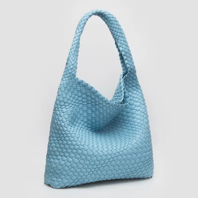 Fashnzfab Faux Leather Braided Hobo Shoulder Bag With Pouch In Blue