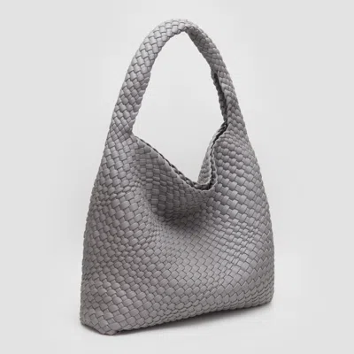 Fashnzfab Faux Leather Braided Hobo Shoulder Bag With Pouch In Gray