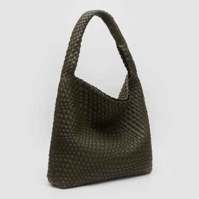 Fashnzfab Faux Leather Braided Hobo Shoulder Bag With Pouch In Green