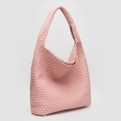 Fashnzfab Faux Leather Braided Hobo Shoulder Bag With Pouch In Pink