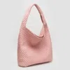 Fashnzfab Faux Leather Braided Hobo Shoulder Bag With Pouch In Pink