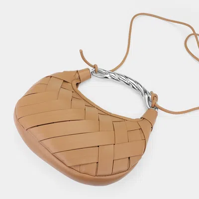 Fashnzfab Faux Leather Braided Metal Top Handle Dumpling Handbag / Crossbody Bag In Green