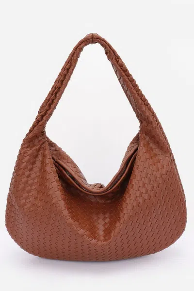 Fashnzfab Faux Leather Braided Shoulder Bag In White