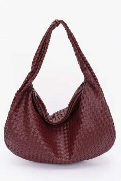 Fashnzfab Faux Leather Braided Shoulder Bag In White