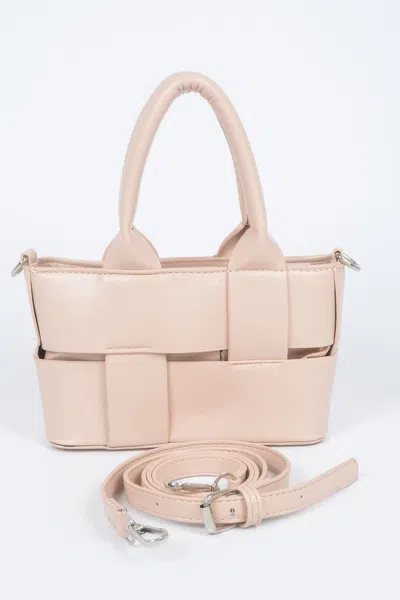 Fashnzfab Faux Leather Braided Small Tote Bag In Brown