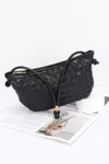 Fashnzfab Faux Leather Braided Wrist And Shoulder Bag In Black