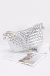 Fashnzfab Faux Leather Braided Wrist And Shoulder Bag In Silver