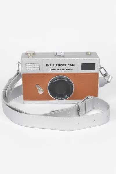 Fashnzfab Faux Leather Camera Bag In Brown