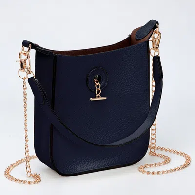 Fashnzfab Faux Leather Chain Shoulder Mini Crossbody Bag In Blue