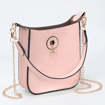 Fashnzfab Faux Leather Chain Shoulder Mini Crossbody Bag In Pink