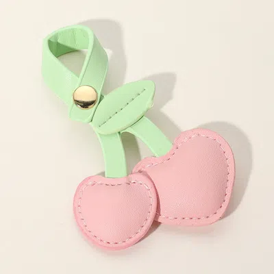 Fashnzfab Faux Leather Cherry Bag Charm In Pink