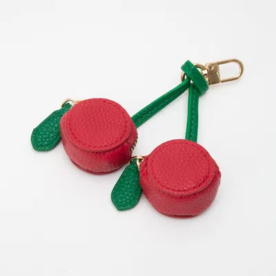Fashnzfab Faux Leather Cherry Keychain / Bag Charm / Coin Purse In Pink