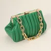 Fashnzfab Faux Leather Chunky Chain Strap Accented Clutch Bag / Crossbody Bag In Green