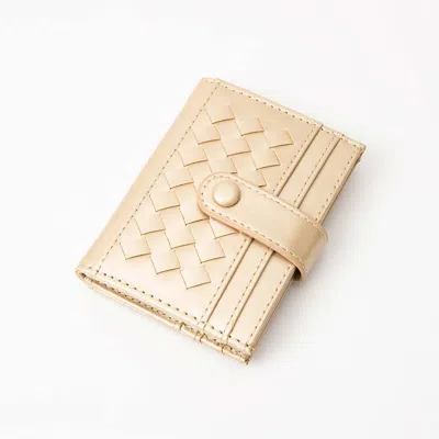 Fashnzfab Faux Leather Classic Woven Card Holder Wallet In Gold