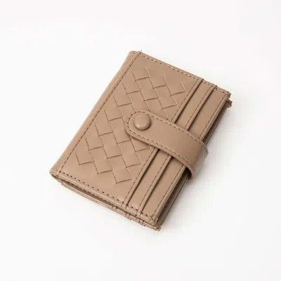 Fashnzfab Faux Leather Classic Woven Card Holder Wallet In Gray