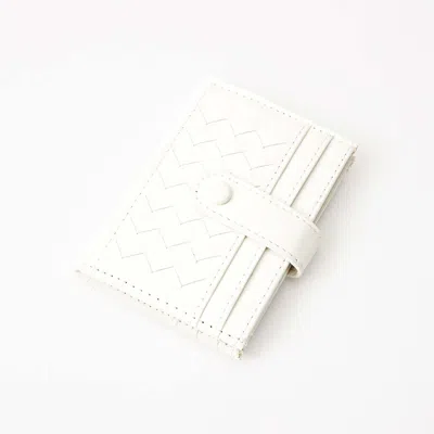 Fashnzfab Faux Leather Classic Woven Card Holder Wallet In White