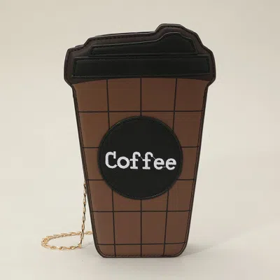 Fashnzfab Faux Leather Coffee Cup Crossbody Bag In Black