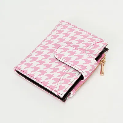 Fashnzfab Faux Leather Compact Houndstooth Card Organizer Wallet In Multi
