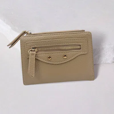 Fashnzfab Faux Leather Compact Wallet In Beige