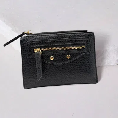 Fashnzfab Faux Leather Compact Wallet In Black