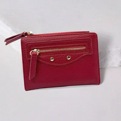 Fashnzfab Faux Leather Compact Wallet In Red