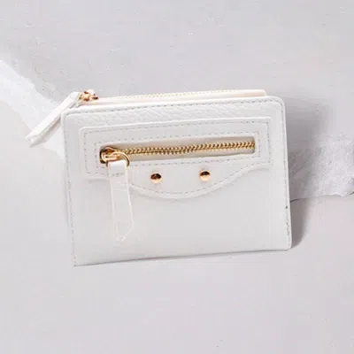 Fashnzfab Faux Leather Compact Wallet In White