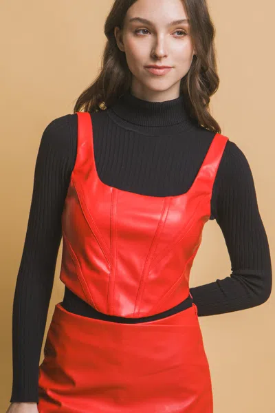 Fashnzfab Faux Leather Corsetry In Red