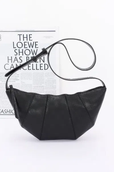 Fashnzfab Faux Leather Croissant Bag In Black