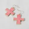 Fashnzfab Faux Leather Cross Dangle Earrings In Multi