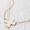 Fashnzfab Faux Leather Cross Pendant Paperclip Chain Necklace In Gold