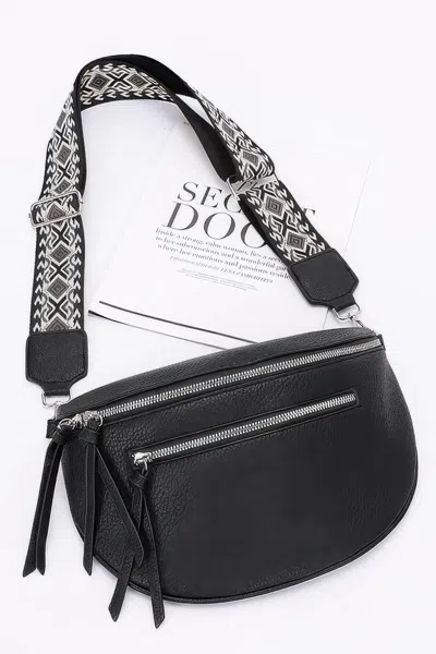 Fashnzfab Faux Leather Crossbody Bag Belt In Black