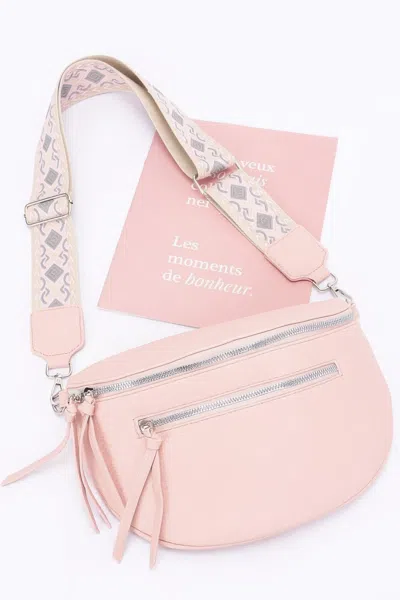 Fashnzfab Faux Leather Crossbody Bag Belt In Pink